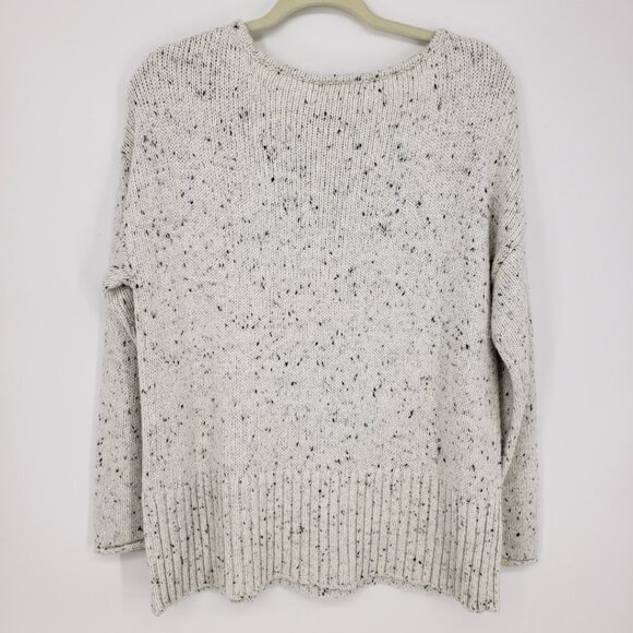 Ann Taylor Speckled Flecked Pullover Sweater L Womens Relaxed Fit Cream - Picture 2 of 7